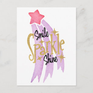 Smile Sparkle Shine Star Word Art Briefkaart
