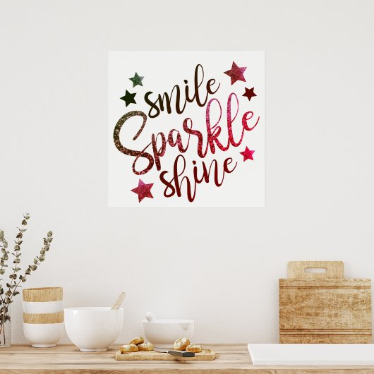 Smile Sparkle Shine Wine White Poster (Keuken)
