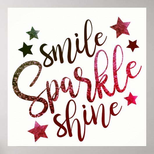 Smile Sparkle Shine Wine White Poster (Voorkant)