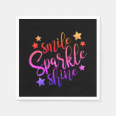 Smile Sparkle Shine Zwart Multi gekleurd Servetten (Voorkant)