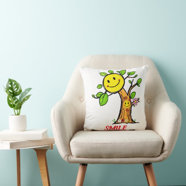 "Smile Tree" Positieve Vibes Kussen (Stoel)