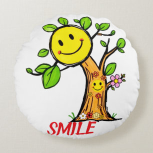 "Smile Tree" Positieve Vibes Rond Kussen