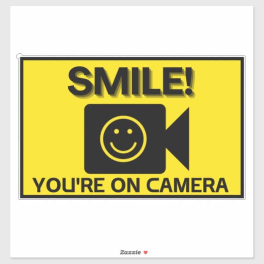 Smile u bent On Camera Sign, Video Surveillance S Sticker (Vel)