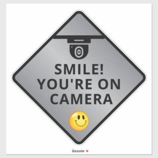 Smile u bent On Camera Sign, Video Surveillance S Sticker (Vel)