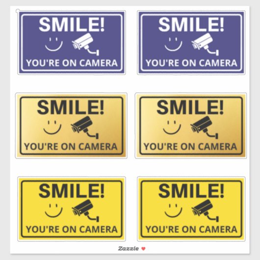 Smile u bent On Camera Sign, Video Surveillance S Sticker (Vel)