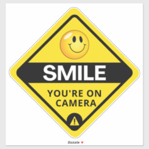 Smile u bent On Camera Sign, Video Surveillance S Sticker