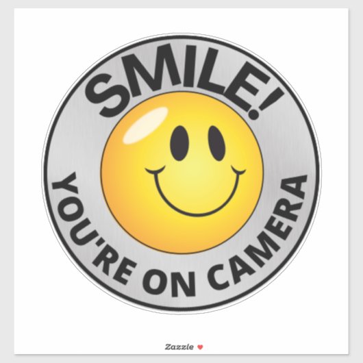 Smile u bent On Camera Sign, Video Surveillance S Sticker (Vel)