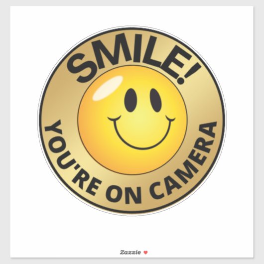 Smile u bent On Camera Sign, Video Surveillance S Sticker (Vel)