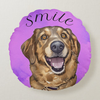 Smile With A Puppy keychain Round Pillow Rond Kussen