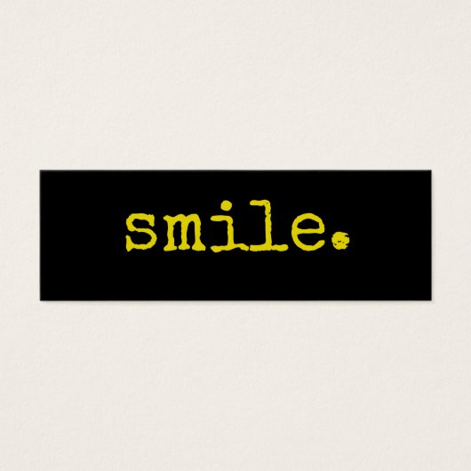 Smile Yellow Black Typografie Mini Visitekaartjes (Voorkant)