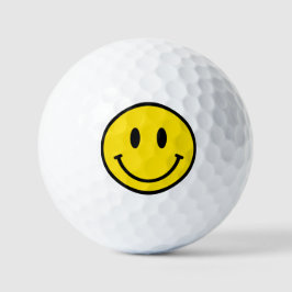 Smile Yellow Black White Happy Face Emoji Fun Golfballen