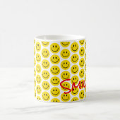 Smile Yellow Red Black White Happy Face Koffiemok (Center)