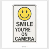 Smile You're on Camera Sign Sticker (Vel)