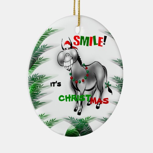 Smile zijn kerstfeest Funny Donkey Ornament (Rechts)