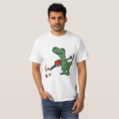 Smilealottees Funny T-rex Dinosaur using Leaf Blow T-shirt (Voorkant volledig)