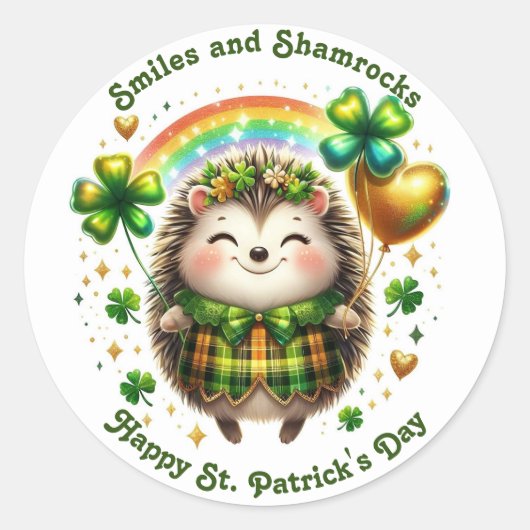 Smiles En Shamrocks Hedgehog Sticker (Voorkant)