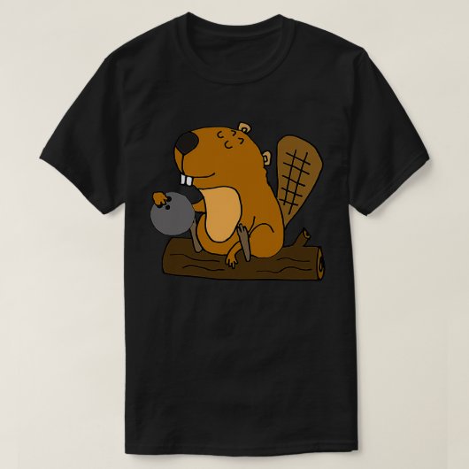 Smilesanim Funny Beaver Bowling T T-shirt (Design voorkant)