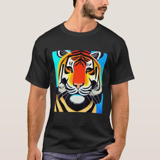 Smileteesanim Cool Tiger Cubism Art T-shirt (Voorkant)