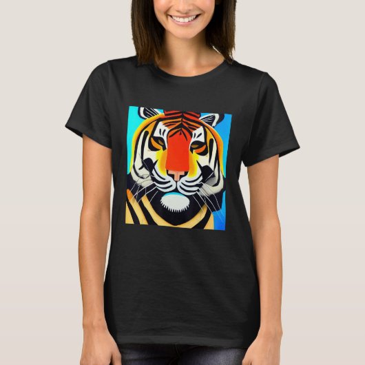 Smileteesanim  Cool Tiger Cubism Art T-shirt (Voorkant)