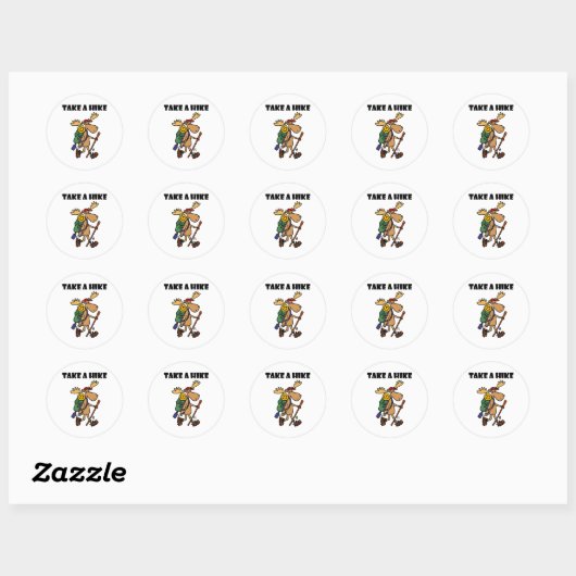 Smileteessports Funny Take A Hike Moose Hiking  Ronde Sticker (Vel)