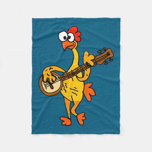 Smileteestank Funny Rubber Chicken Playing Banjo C Fleece Deken (Voorkant)