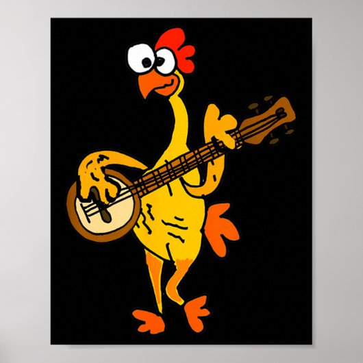 Smileteestank Funny Rubber Chicken Playing Banjo C Poster (Voorkant)
