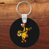 Smileteestank Funny Rubber Chicken Playing Banjo C Sleutelhanger (Voorkant)