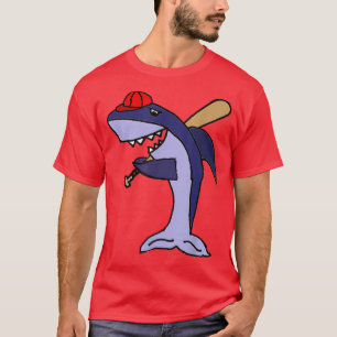 Smiletodaytes Funny Shark die honkbal speelt T-shirt