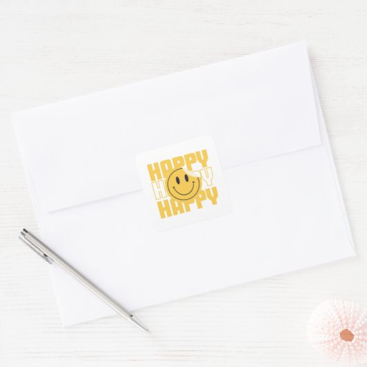 Smiley blij gezicht vierkante sticker (Envelop)