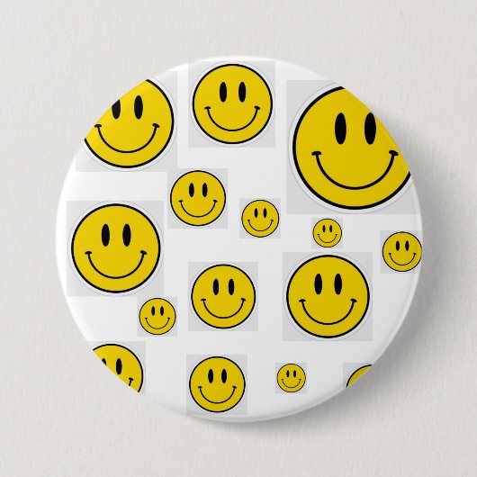 Smiley Face Broche Ronde Button 7,6 Cm (Voorkant)