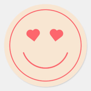 Smiley Face Heart Eyes SINAASAPPEL Ronde Sticker