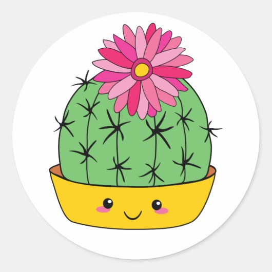 Smiley Face Kawaii Cartoon Cactus Sticker (Voorkant)