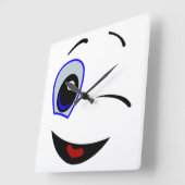 SMILEY FACE WINKEN VIERKANTE KLOK (Hoek)