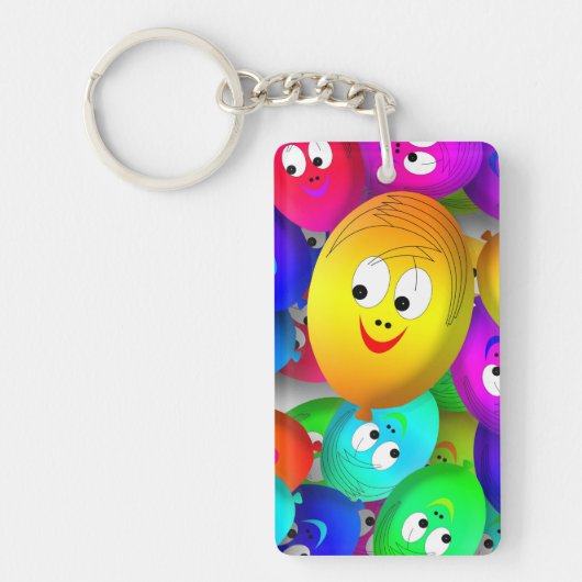 Smiley Faces Balloons Pattern-64171 Sleutelhanger (Voorkant)