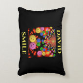 Smiley-gezicht gooit kussen zwart met aangepaste n (Voorkant(Verticaal))