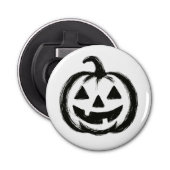 Smiley Pumpkin – Ink Brush Halloween Design on Button Flesopener (Voorkant)