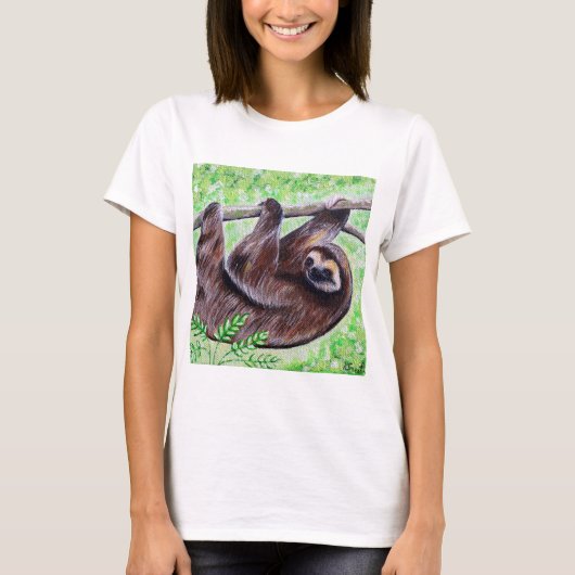 Smiley Sloth Painting T-shirt (Voorkant)