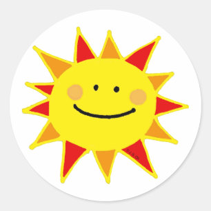 Smiley sun ronde sticker