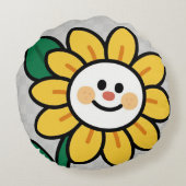 Smiley zonnebloem op een geruite dag rond kussen (Achterkant)