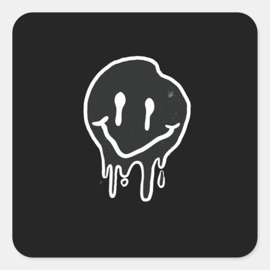 Smiley zwart vierkante sticker (Voorkant)