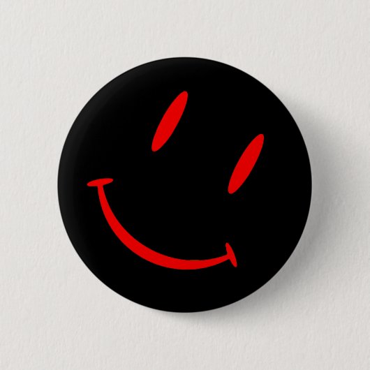 SMILIE BLACK RED RONDE BUTTON 5,7 CM (Voorkant)