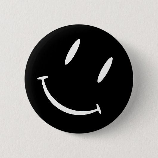 SMILIE BLACK WHITE RONDE BUTTON 5,7 CM (Voorkant)
