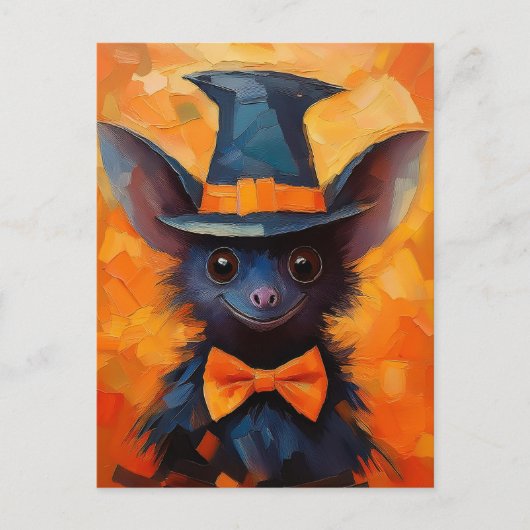 Smiling Bat in Witch Hat Briefkaart (Voorkant)