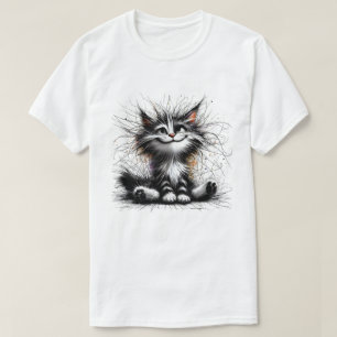 Smiling Cat Digital Art Schattige en blij T-shirt