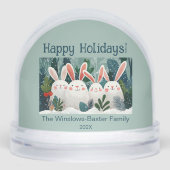 Smiling Christmas Bunnies Sneeuwbol (Voorkant)