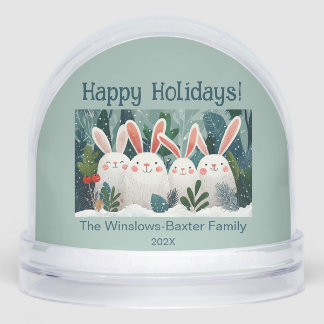 Smiling Christmas Bunnies Sneeuwbol