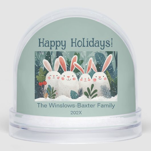 Smiling Christmas Bunnies Sneeuwbol (Voorkant)