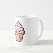 Smiling Cupcake – Cute Kawaii Illustration Koffiemok (Voorkant rechts)