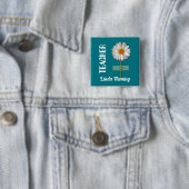 Smiling Daisy Custom Name Button voor Docent (In situ)