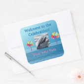 Smiling Dolphin Ocean Party Vierkante Sticker (Envelop)